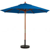 98949731 Grosfillex, 7' Round Market Umbrella w/ 1 1/2" Wooden Pole, Pacific Blue
