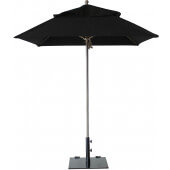 98661731 Grosfillex, 6 1/2' Windmaster Square Umbrella w/ Aluminum Pole, Black