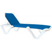 99901004 Grosfillex, Nautical Pro Adjustable Sling Chaise Lounge Chair, Blue / White