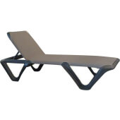 99901102 Grosfillex, Nautical Pro Adjustable Sling Chaise Lounge Chair, Espresso / Charcoal