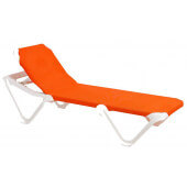 99101019 Grosfillex, Nautical Adjustable Sling Chaise Lounge Chair, Orange / White
