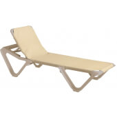 99155003 Grosfillex, Nautical Adjustable Sling Chaise Lounge Chair, Khaki / Sandstone