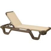 99414137 Grosfillex, Marina Adjustable Sling Chaise Lounge Chair, Khaki / Bronze