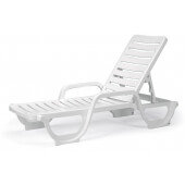 44031104 Grosfillex, Bahia Adjustable Chaise Lounge Chair, White