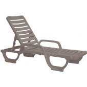 44031081 Grosfillex, Bahia Adjustable Chaise Lounge Chair, French Taupe