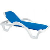 99202006 Grosfillex, Catalina Adjustable Sling Chaise Lounge Chair, Blue / White