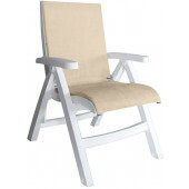 US112004 Grosfillex, Jamaica Folding Sling Chair, Straw / White