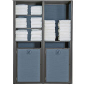 UT034288 Grosfillex, 49" x 25" Sunset Double Towel Valet w/ Laundry Carts, Madras Blue / Volcanic Black