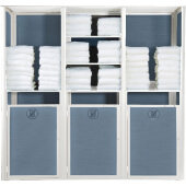 UT036096 Grosfillex, 73" x 25" Sunset Triple Towel Valet w/ Laundry Carts, Madras Blue / Glacier White