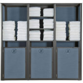 UT036288 Grosfillex, 73" x 25" Sunset Triple Towel Valet w/ Laundry Carts, Madras Blue / Volcanic Black