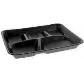 YTHB0500SGBX Pactiv Evergreen, 5-Compartment Cafeteria Tray, Black (500/case)