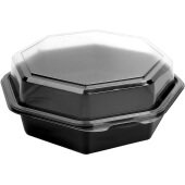 865612-PS94 Dart, 8" x 7" Creative Carryouts® Octaview® Plastic Clamshell Deli Container, Black / Clear (100/case)