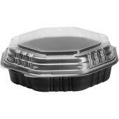 809011-PP94 Dart, 9 1/2" x 9" Creative Carryouts® Octaview® Plastic Clamshell Deli Container, Black / Clear (100/case)