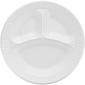 10CPWCR Dart, 10 1/4" Concorde® Disposable 3-Compartment Foam Plate, White (500/case)