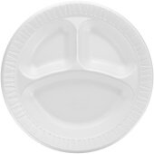 10CPWQR Dart, 10 1/4" Quiet Classic® Disposable 3-Compartment Laminated Foam Plate, White (500/case)
