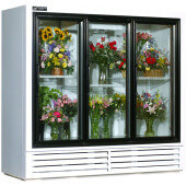 FS77SDHC Powers, 77" 3 Swing Glass Door Floral Case Refrigerated Merchandiser