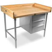 BT3S02 John Boos, 60" x 30" Maple Wood Baker's Top Work Table w/ Drawers