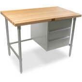 BTNS02 John Boos, 60" x 30" Maple Wood Top Work Table w/ Drawers