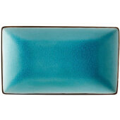 666-33-BLU CAC, 5" x 3 1/2" Japanese Style Ceramic Platter, Lake Blue / Black (12/case)