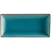 666-13-BLU CAC, 11 1/2" x 6 1/2" Japanese Style Ceramic Platter, Lake Blue / Black (12/case)