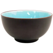 666-4-BLU CAC, 10 oz Japanese Style Ceramic Rice Bowl, Lake Blue / Black (12/case)