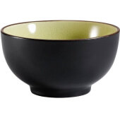 666-4-G CAC, 10 oz Japanese Style Ceramic Rice Bowl, Golden Green / Black (12/case)