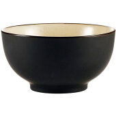 666-4-W CAC, 10 oz Japanese Style Ceramic Rice Bowl, Creamy White / Black (12/case)