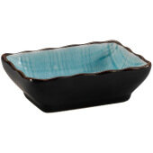 666-32-BLU CAC, 1.5 oz Japanese Style Ceramic Sauce Dish, Black / Lake Blue (12/case)