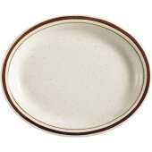 AZ-12 CAC, 9 1/2" x 7 1/4" Arizona Ceramic Platter, American White / Brown (12/case)