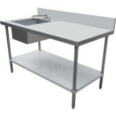 44259 Omcan USA, 60" x 24" Stainless Steel Work Table Prep Sink w/ Faucet