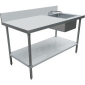 44300 Omcan USA, 60" x 24" Stainless Steel Work Table Prep Sink w/ Faucet
