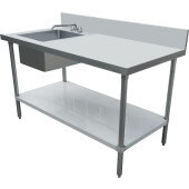 44301 Omcan USA, 72" x 24" Stainless Steel Work Table Prep Sink w/ Faucet