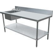 43231 Omcan USA, 60" x 30" Stainless Steel Work Table Prep Sink w/ Faucet