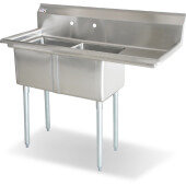 25268 Omcan USA, 56 1/2" Two Compartment Sink w/ 18" Drainboard, 14" Deep Bowl