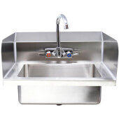 44586 Omcan USA, 18" x 14 1/2" Hand Sink w/ Splash Mount Faucet & Side Splashes