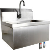 46319 Omcan USA, 18" x 14" Hand Sink w/ Hands Free Knee Valve Splash Mount Faucet