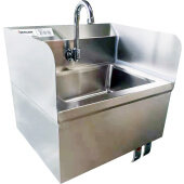 46512 Omcan USA, 18" x 14" Hand Sink w/ Hands Free Knee Valve Splash Mount Faucet