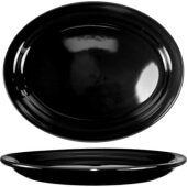 CAN-12-B International Tableware, 9 3/4" x 7 1/2" Cancun Ceramic Plate, Black (12/case)