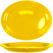 CAN-12-Y International Tableware, 9 3/4" x 7 1/2" Cancun Ceramic Plate, Yellow (12/case)