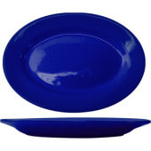 CA-12-CB International Tableware, 10 3/8" x 7 1/4" Cancun Ceramic Plate, Cobalt Blue (12/case)