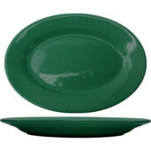 CA-12-G International Tableware, 10 3/8" x 7 1/4" Cancun Ceramic Plate, Green (12/case)