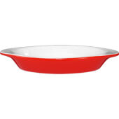 WRO-8-EW-CR International Tableware, 8 1/2" Ceramic Welsh Rarebit Dish, Crimson Red / European White (12/case)
