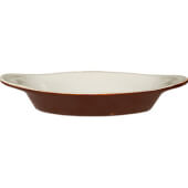 WRO-8-B International Tableware, 8 1/2" Ceramic Welsh Rarebit Dish, Caramel / American White (12/case)