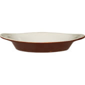 WRO-15-B International Tableware, 11" Ceramic Welsh Rarebit Dish, Caramel / American White (12/case)