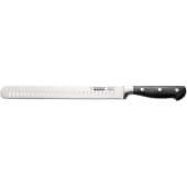 KFSL-G101 CAC, 10" Schnell High Carbon Steel Granton Edge Slicing Knife w/ Black Handle