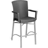 48260002 Grosfillex, Indoor / Outdoor Havana Barstool, Charcoal