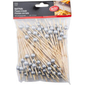 Tablecraft Bamboo Basketball Sport Pick, 4.5 Inch - 100 Count Per Pack 12 Packs Per Case 23050020
