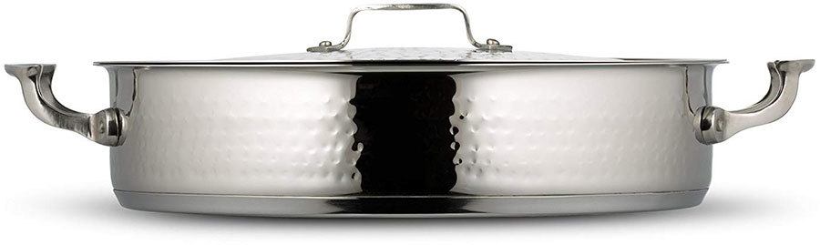 Bon Chef 60032HL Cucina 9 Qt. Stainless Steel Induction Brazier Pan with  Hinged Cover