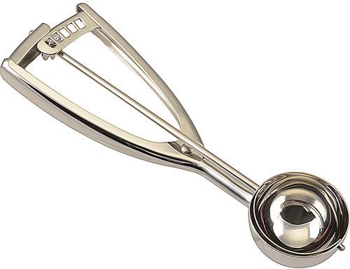 Vollrath 47156 #30 Round Stainless Steel Squeeze Handle Disher - 1.25 oz.