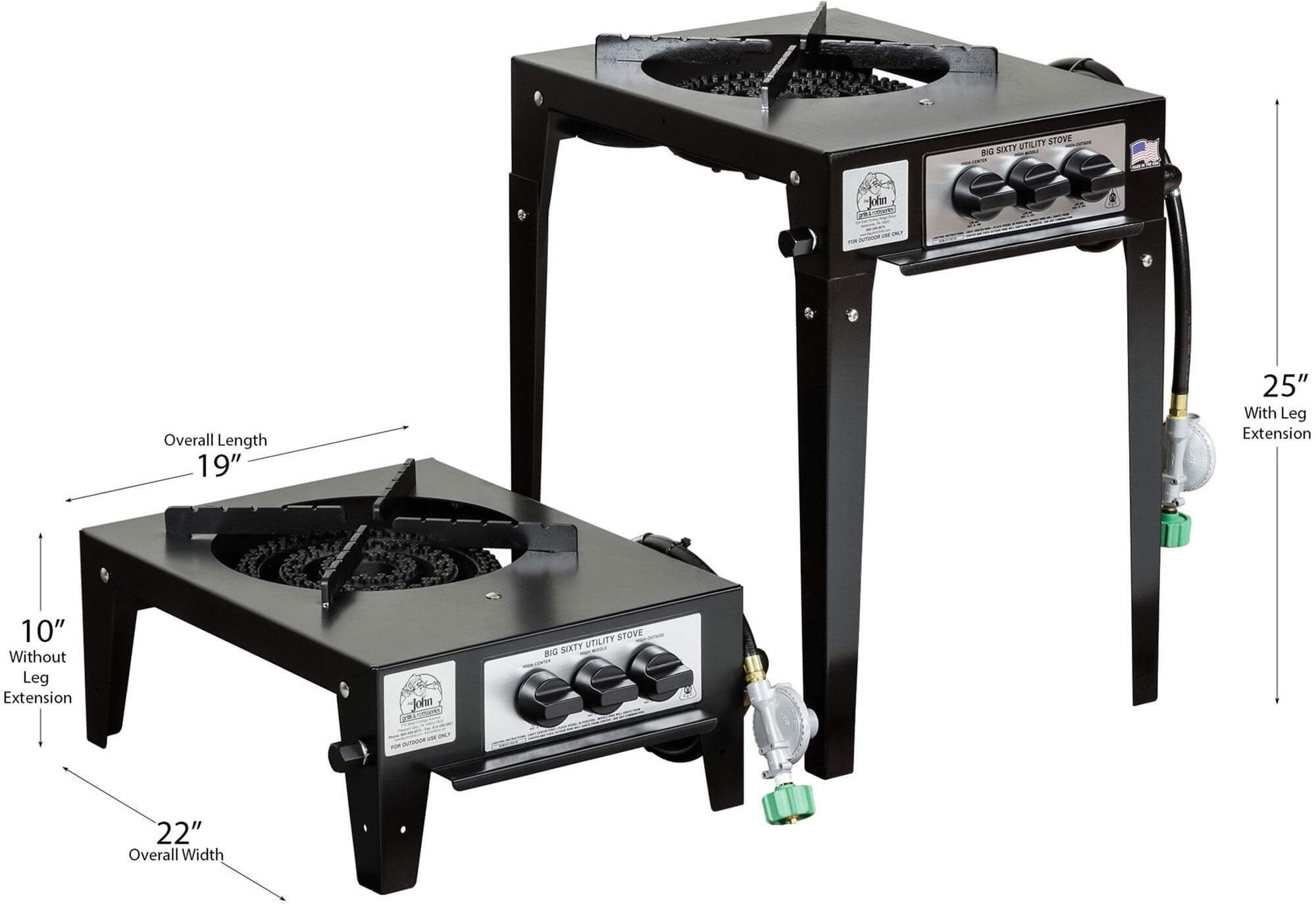 Big John 300261, Single Burner Propane Gas Stainless Steel Free